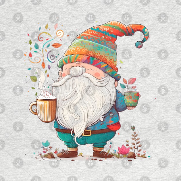 Funny Coffee & Gnome Lovers Cute Floral Retro Spring Gardener by Ai Wanderer